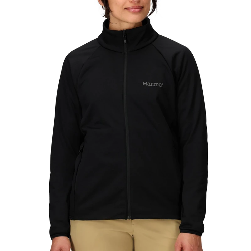 Marmot Women's Leconte Fleece Jacket, Warm Full Zip Jacket, Breathable, Wind Resistant Body Warmer, packable, ideal for hiking & ski layering, Black, XL