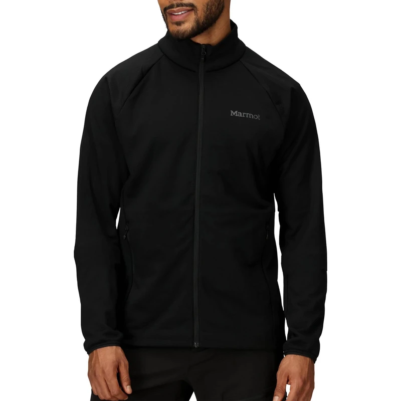 Marmot Men's Leconte Fleece Jacket, Warm Full Zip Jacket, Breathable, Wind Resistant Body Warmer, packable, ideal for hiking & ski layering, Black, S