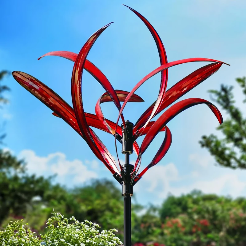 LimeHill Windmill Garden Yard Large Metal Kinetic Sculptures Outdoor Wine 2