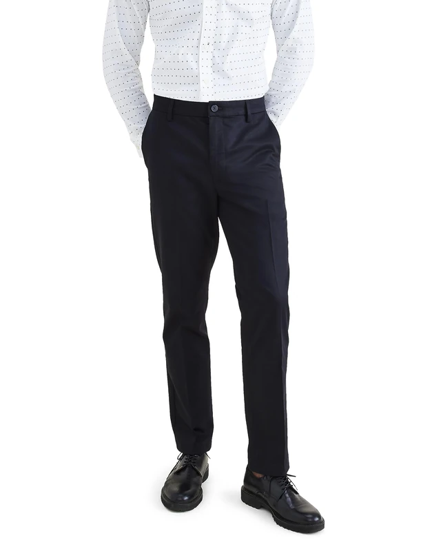 Dockers Men's Signature Stain Defender Slim Creased Chino, Beautiful Black, 33 W/32 L