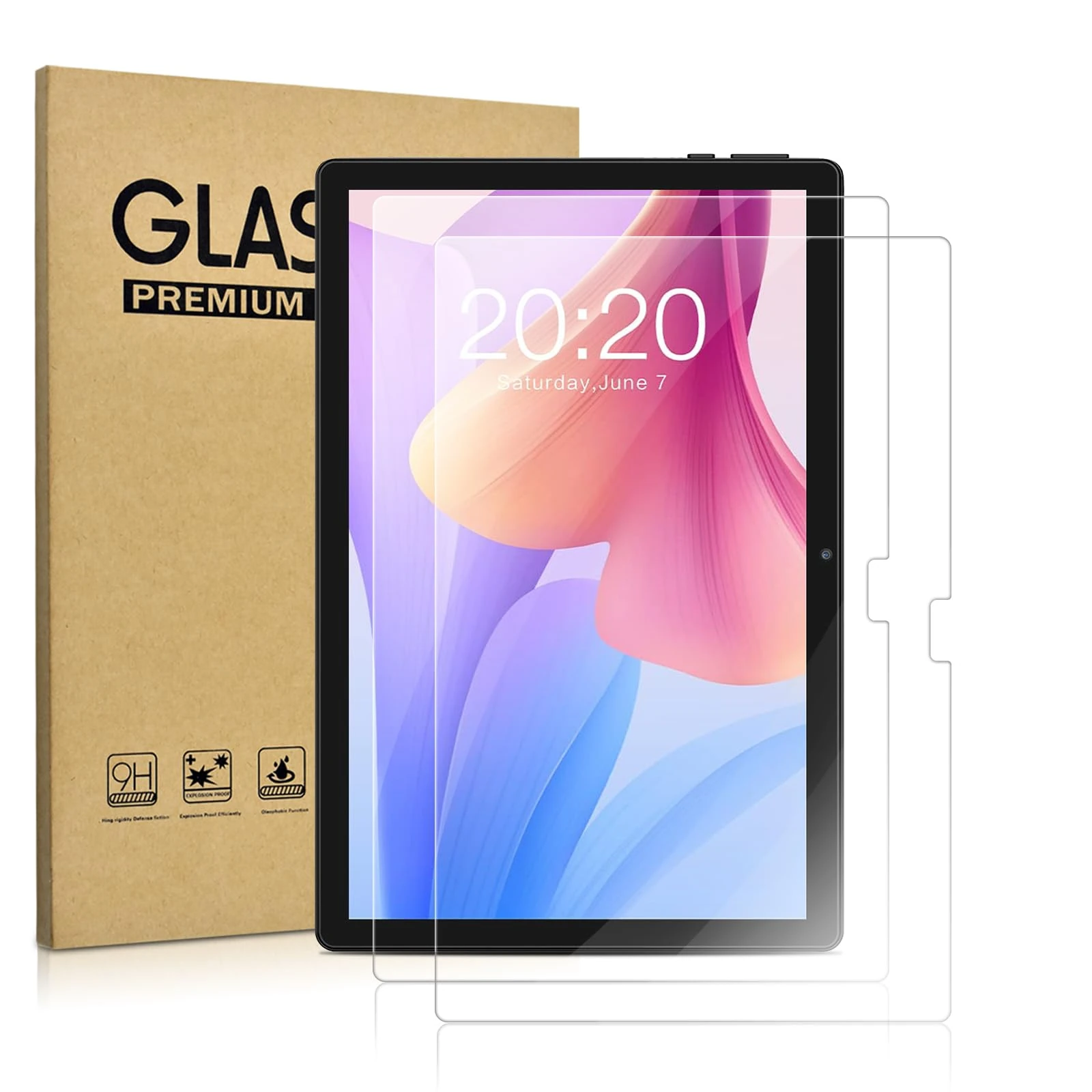 KATUMO 2 Pack Universal 10 inch Screen Protector for TECLAST P30 / DOOGEE Tab A9 /DOOGEE T10W / DOOGEE U9 / DOOGEE U10 / 10 inch Tablet，Clear Scratch Resistant Tempered Glass