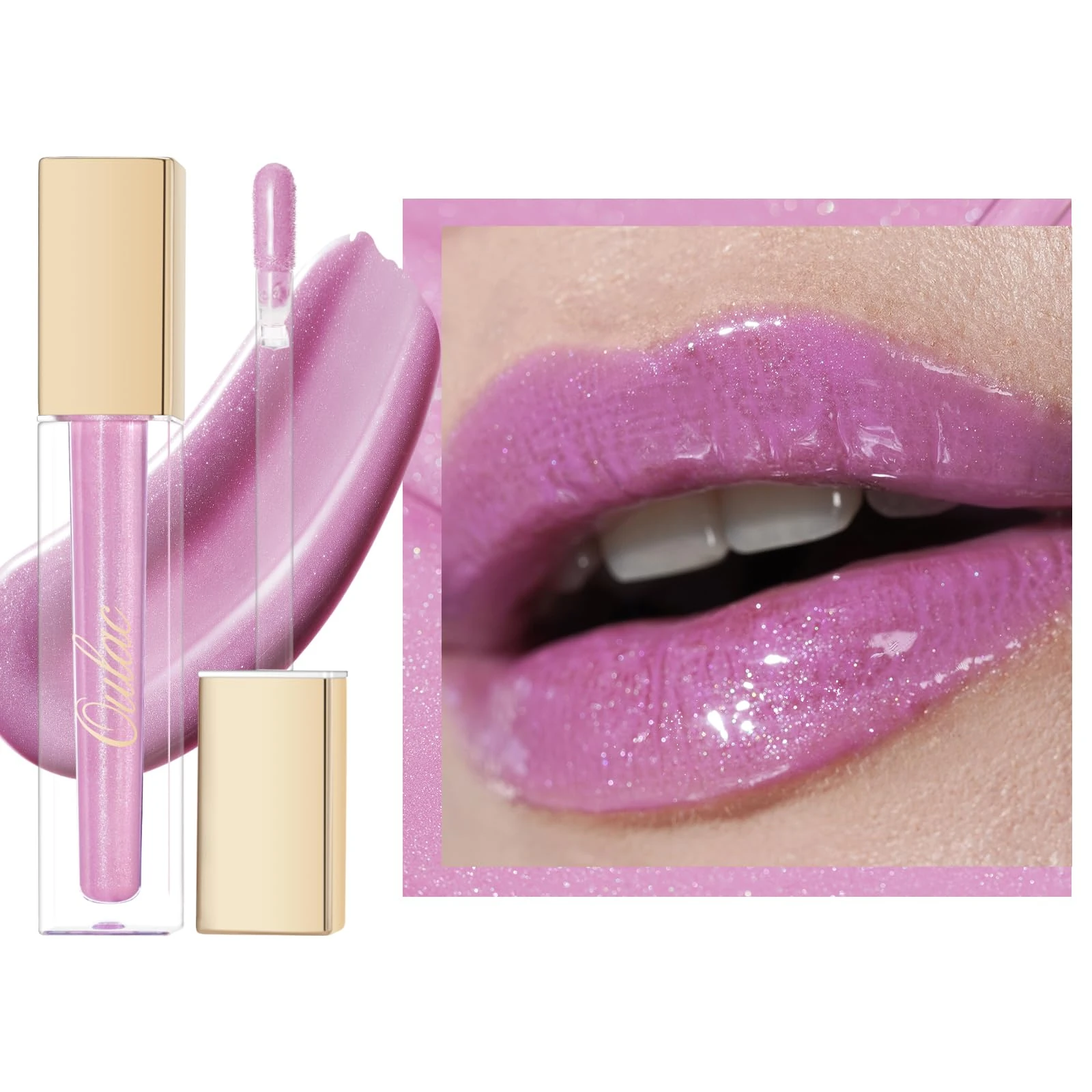 Oulac Purple Shimmer Liquid Lipstick High-Shine Glitter Lip Gloss for Women Shimmer Non-Sticky Glossy Finish Liquid Lipstick Hydrating Lip Gloss Fuller-looking Lip Makeup Vegan & Cruelty-Free 10