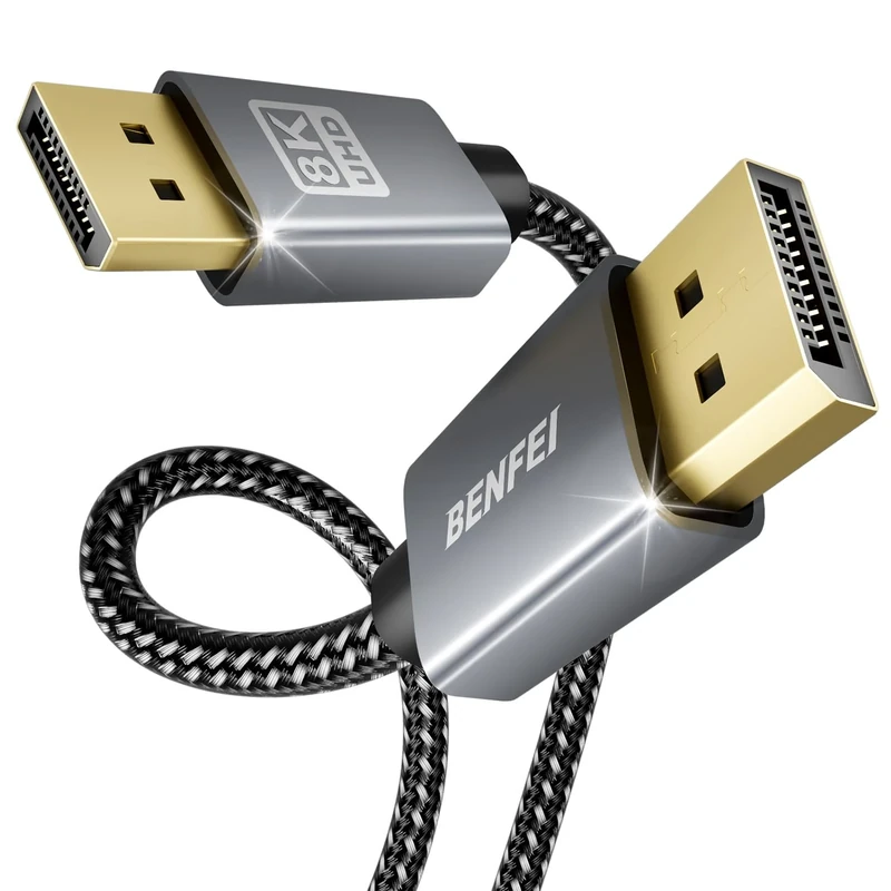 BENFEI DisplayPort to DisplayPort 1.8M Cable, DP to DP Male to Male Cable Gold-Plated Cord, Nylon Braided, Supports 8K@30Hz, 4K@60Hz, 2K@144Hz Compatible for Lenovo, Dell, HP, ASUS and More