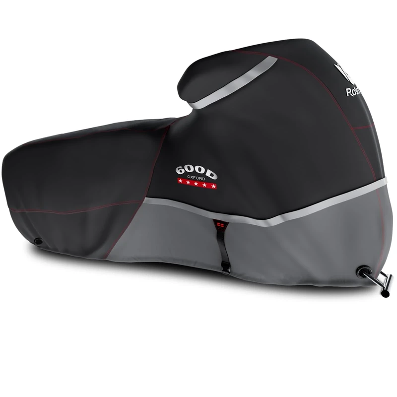 Rosefray Motorcycle Cover 600D Heavy Duty All Season Universal Weather Waterproof Sun Outdoor Protection Durable Night Reflective& 96" XXL Vehicle Cover/Gray