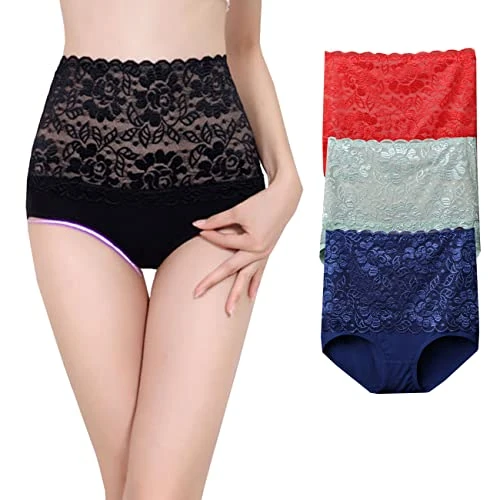 marysgift High Waist Lace Briefs - Back Coverage (XL UK 12-14)