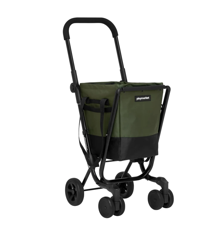Play-market Easy Go Foldable Shopping Basket with Removable Bag (Olive)