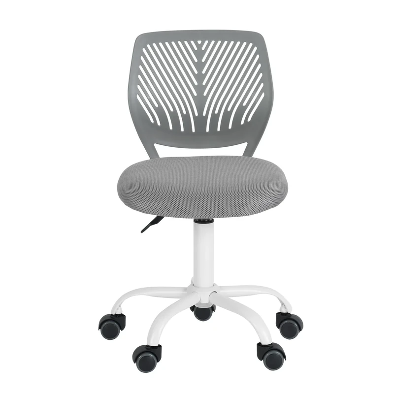 Homy Casa Desk Chair Adjustable Swivel Office Chair Fabric Seat Ergonomic Task Chair without Armrest, Gray