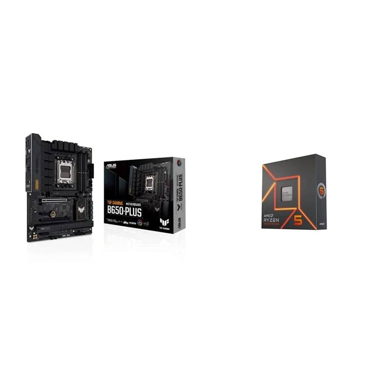 ASUS TUF GAMING B650-PLUS WIFI AMD Ryzen AM5 ATX motherboard + AMD Ryzen™ 5 7600X Processeur, 6 Cœurs/12 Threads Débridés