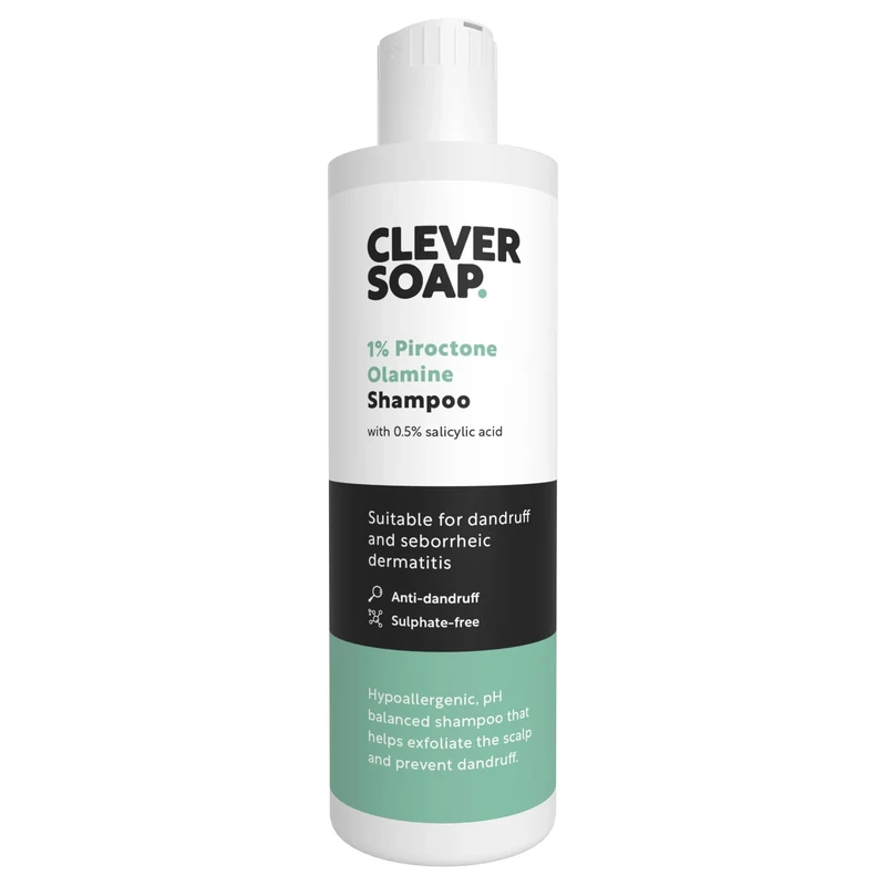 Clever Soap 1% Piroctone Olamine Anti-Dandruff Shampoo With Salicylic Acid - Suitable For Seborrheic Dermatitis, Psoriasis, Folliculitis & Itchy, Flaky, Sensitive Scalp & Hair - For Men & Women