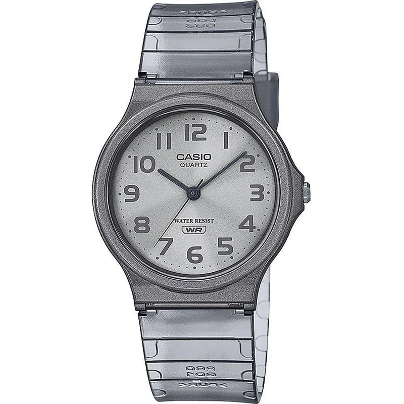 Casio Unisex 35.00mm Quartz Watch with White Analogue dial and Grey Plastic/Resin Bracelet Strap MQ-24S-8BEF
