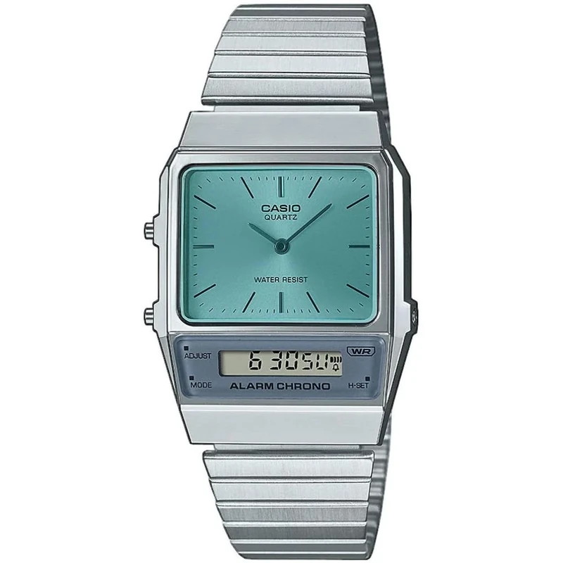 Casio AQ-800EC-2AEF Analog-Digital Watch - Turquoise, Silver Strap
