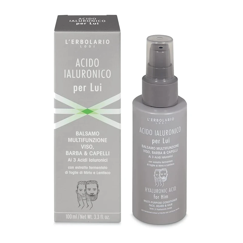 Hyaluronic Acid Multipurpose Conditioner Face Beard and Hair by LErbolario for Men - 3.3 oz Condition