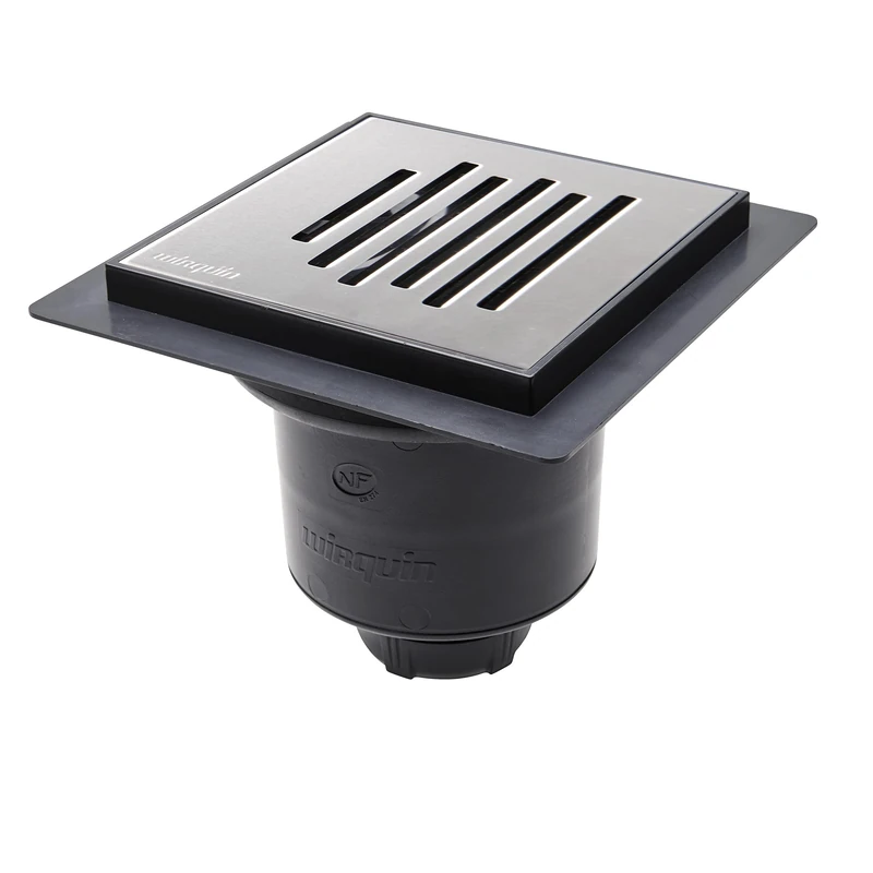 Wirquin Venisio Vertical 30723963 Floor Drain Masonry Chrome Grey and Black