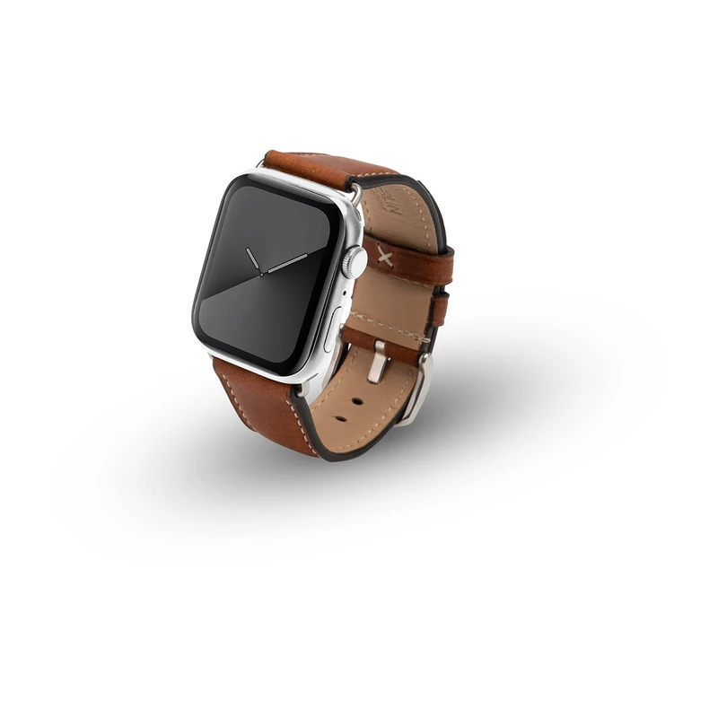 JT Berlin Charlie Replacement Bands, Leather Bracelet for Apple Watch 49 mm / 45 mm / 44 mm / 42 mm [Watch Ultra, Watch SE, Series 8/7 / 6/5 / 4/3 / 2/1, Stainless Steel Clasp] Brown/Silver