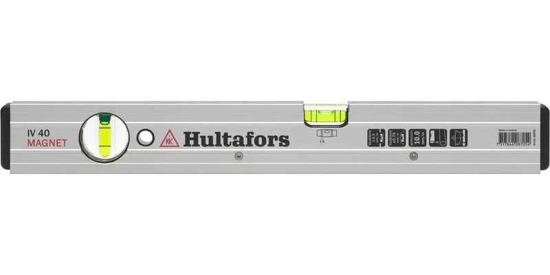 Hultafors IV 40 Magnetic Spirit Level 40cm, Two vials for Horizontal and Vertical Measurement,Tolerance in Normal Position is ±0.5 mm/m, Upside Down ±0.75 mm/m.