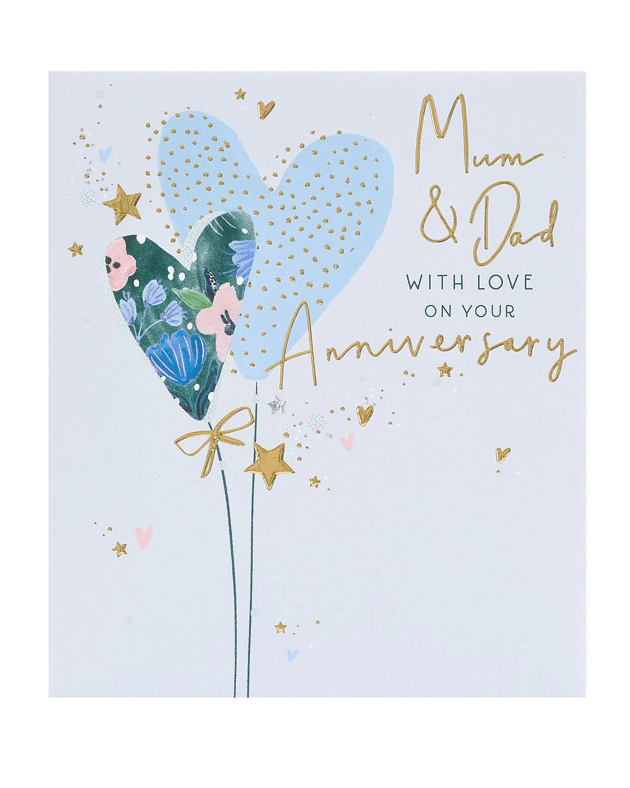 UK Greetings | Wedding Anniversary Card for Mum & Dad | Happy Anniversary | Her/Him | Pretty Hearts Design | With Envelope | 165 x 190 mm