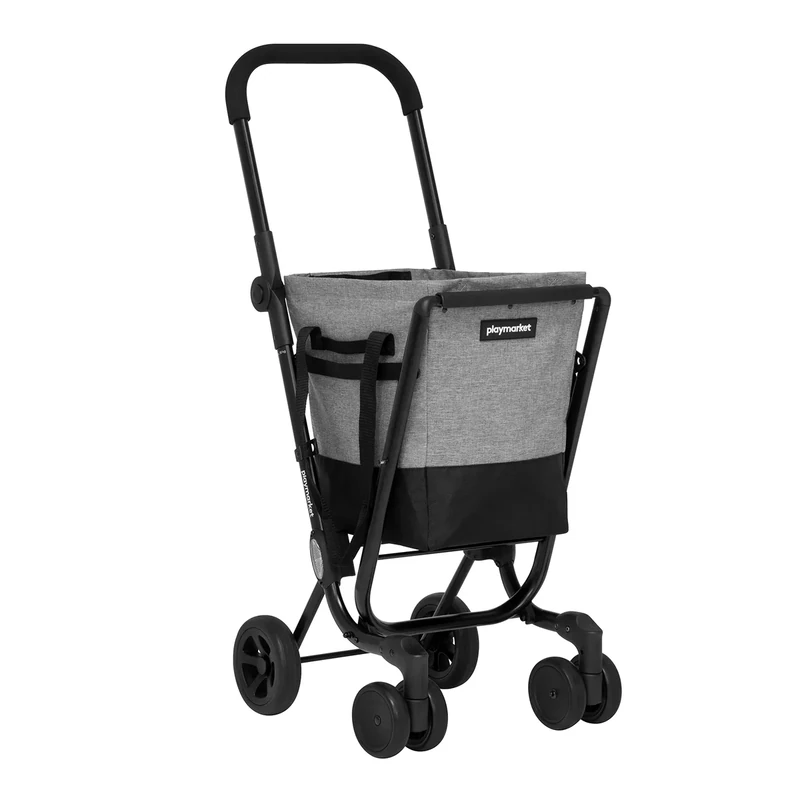 Playmarket Easy Go Folding Shopping Trolley with Removable Bag (Black-Grey)