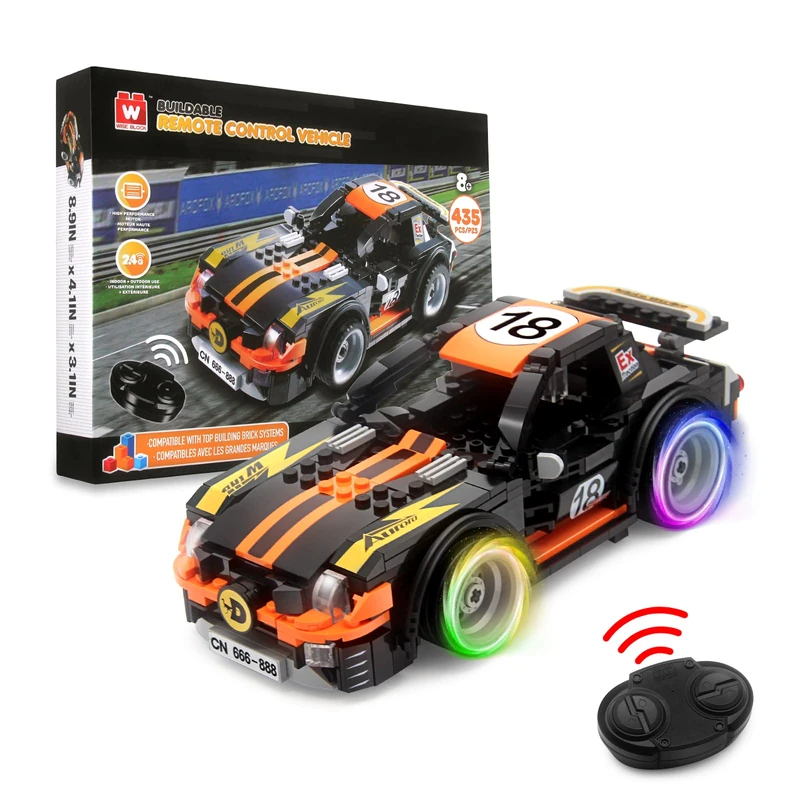 Wise Block W Electric Sport Car, Racing Car for Boys and Girls, Construction Car Model with 435 Pieces - Image 1
