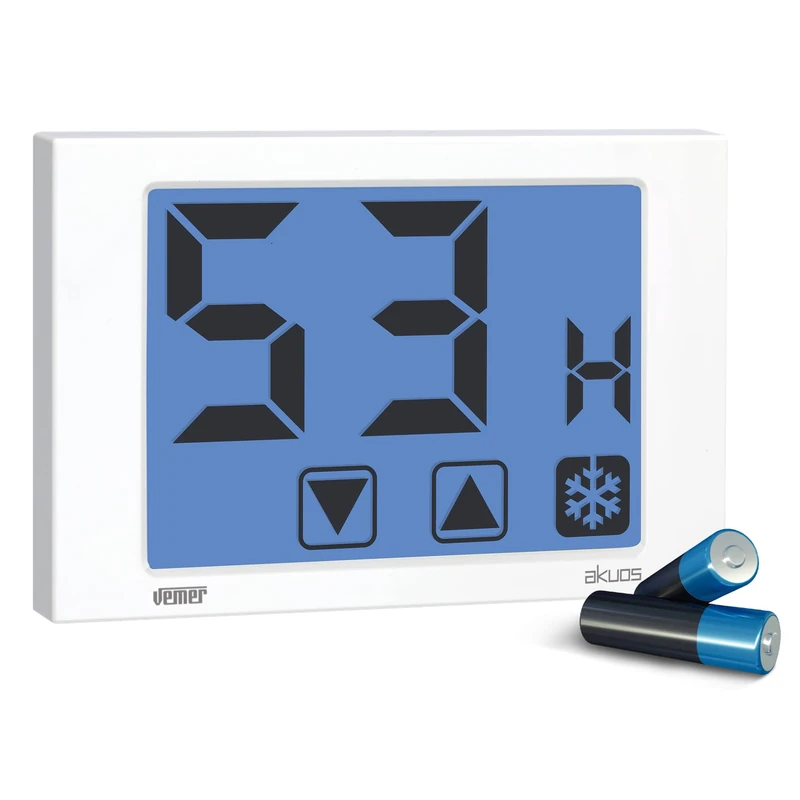 VEMER VE791200 AKUOS - Humidistat Digital Touch Screen Wall Hygrostat, Battery Powered, White - Image 1