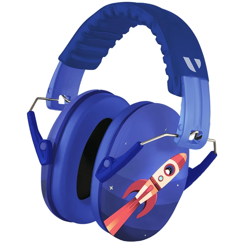 Vanderfields Premium Hearing Protection Ear Defenders - Broad Spectrum Sound Reduction 33.2dB at 2K Hz Noise Cancelling - Headset Safety Noise Cancellation - Headphones Kids 3-12 - Rocket