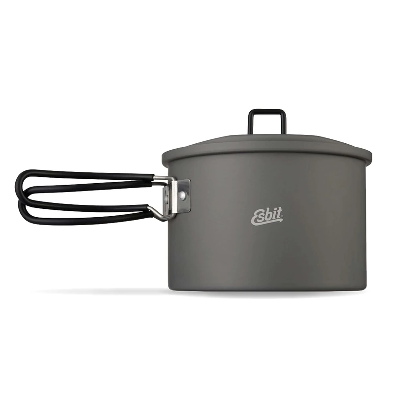 Esbit Outdoor Cooking Pot 1600 ml - Camping Pot Made of Hard Anodised Aluminium - Includes Lid with Practical Hanger