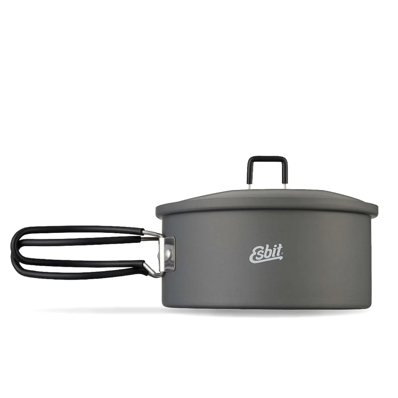 Esbit Outdoor Cooking Pot 1100 ml - Camping Pot Made of Hard Anodised Aluminium - Includes Lid with Practical Hanger