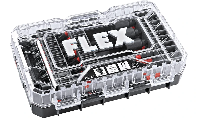 Flex Bit Set DB 41 (41 Pieces, with Transport Case, Lockable + Stackable Box, Bit Assortment, Includes Torx/Phillips/Pozidriv/Nut/Magnetic Holders) 530494 - Image 1
