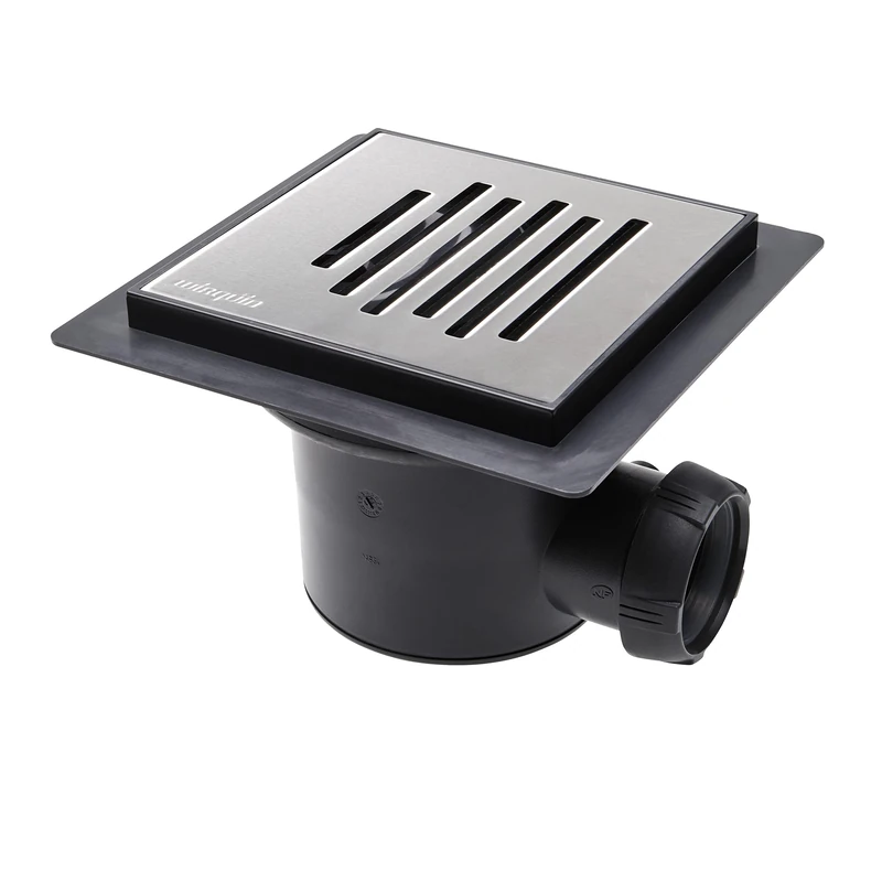 Wirquin 30723995 Bonde de Sol à maçonner Venisio Horizontal, chromé, Gris et Noir Floor Plug, Chrome, Grey and Black