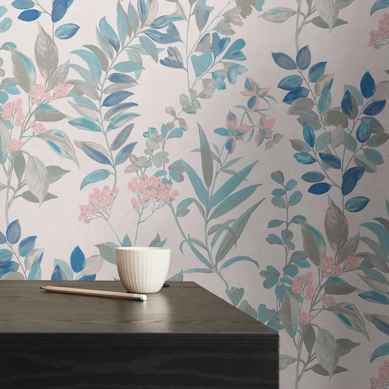 Architects Paper Arcade 391712 Non-Woven Wallpaper Floral White Turquoise Grey Pink - 10.05 m x 0.53 m Made in Germany
