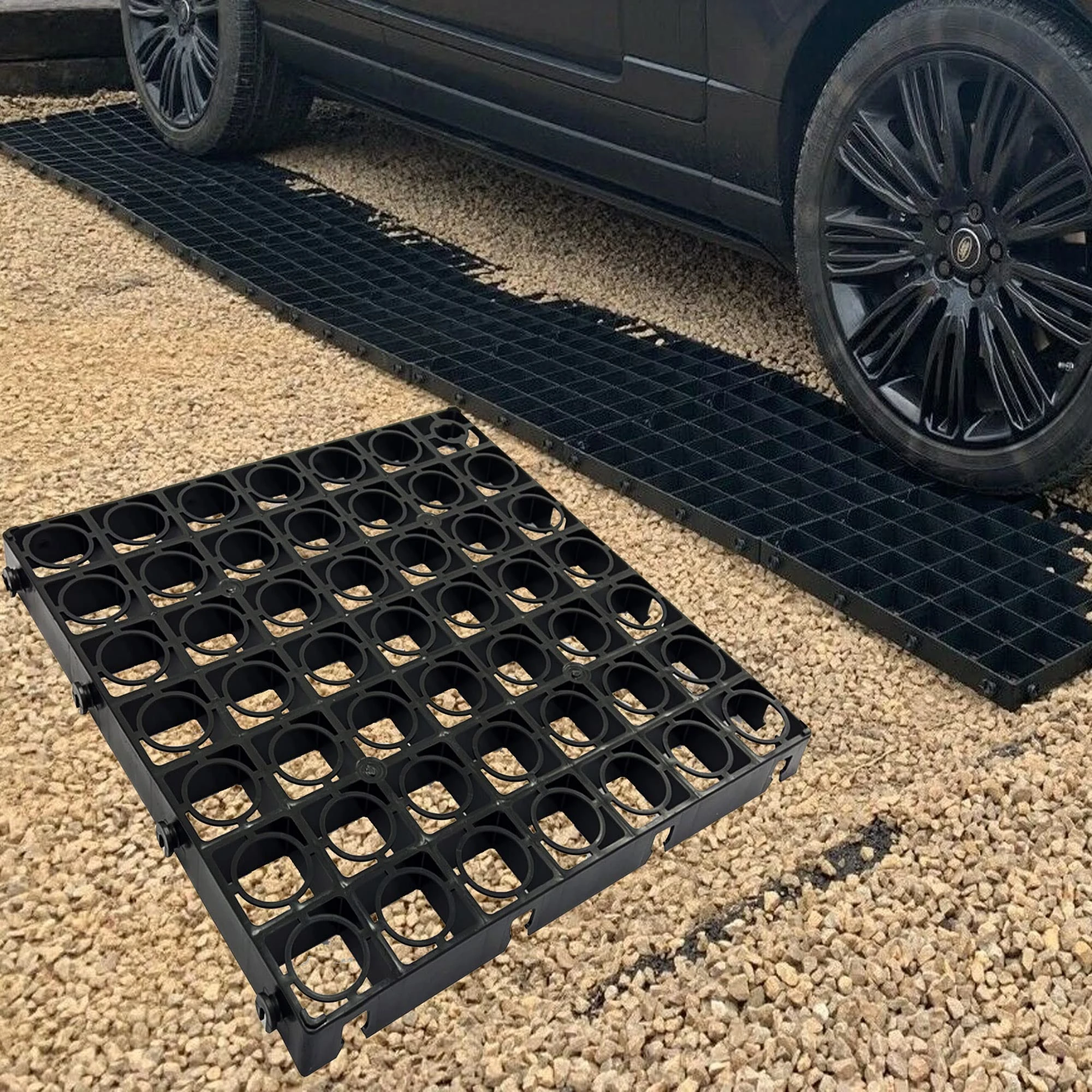Plastic Paving Driveway Grid For Turf Grass Lawn Shed Greenhouse Base Path Paver Gravel Protector Drainage Mat (12 Grids)
