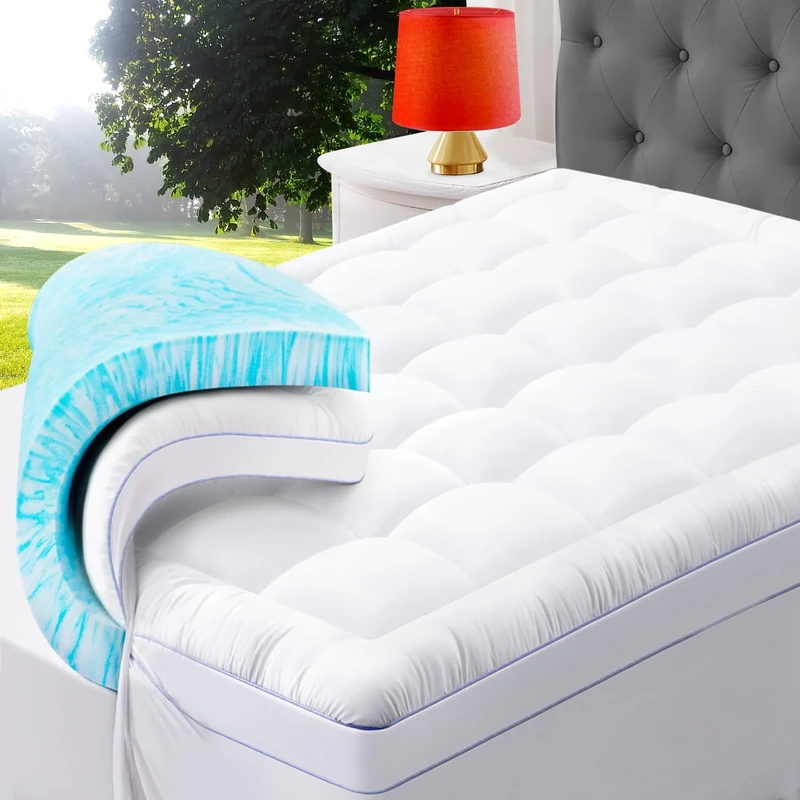 ABENE Mattress Topper for Back Pain Support, Memory Foam Mattress Toppers with OEKO-TEX & CertiPUR-US (Snow White, 90 x 206 CM)