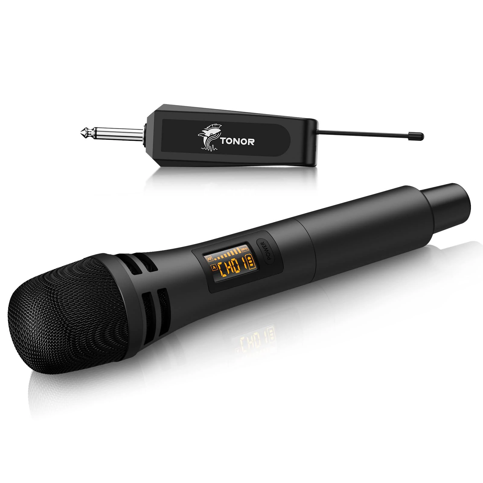 TONOR TW310 Wireless Microphone for Singing, UHF Cordless Handheld Dynamic Mic with 6.35mm Rechargeable Receiver for Karaoke Machine, DJ, PA System, Party, Speech, Grey