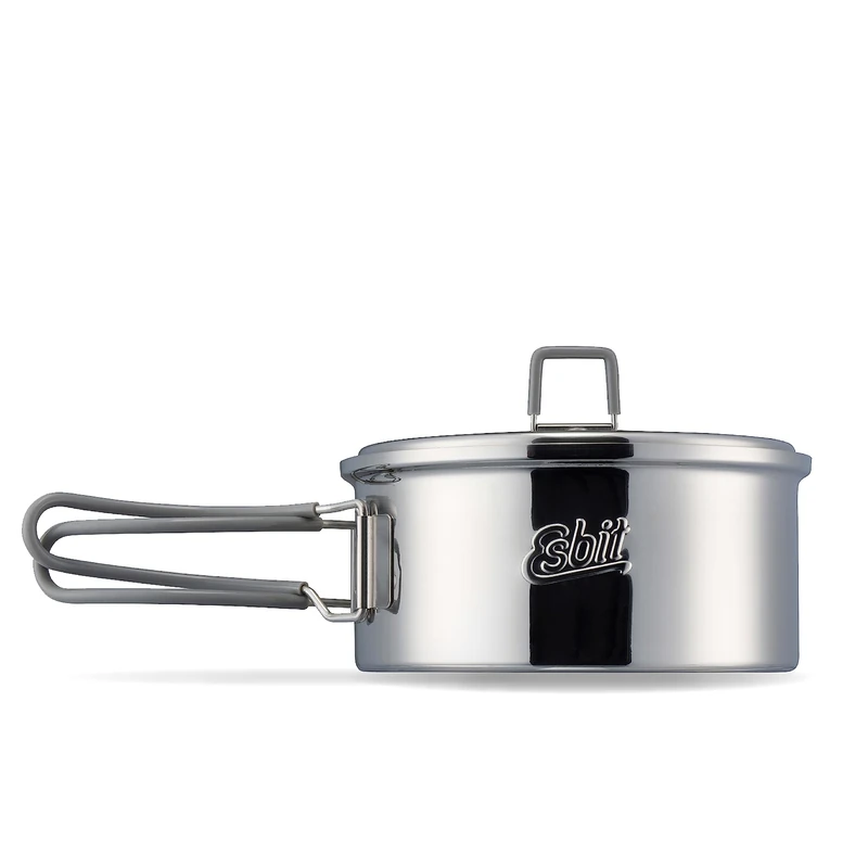 Esbit Outdoor Cooking Pot 1100 ml – Camping Pot Made of High-Quality Stainless Steel – Includes Lid with Practical Hanger