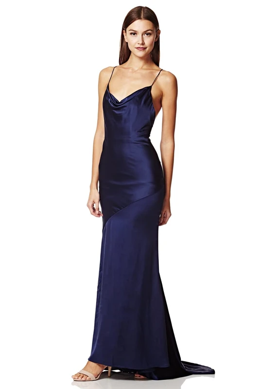 Jarlo London Women's Roxanne Cowl Neck Maxi Dress - Navy, 10