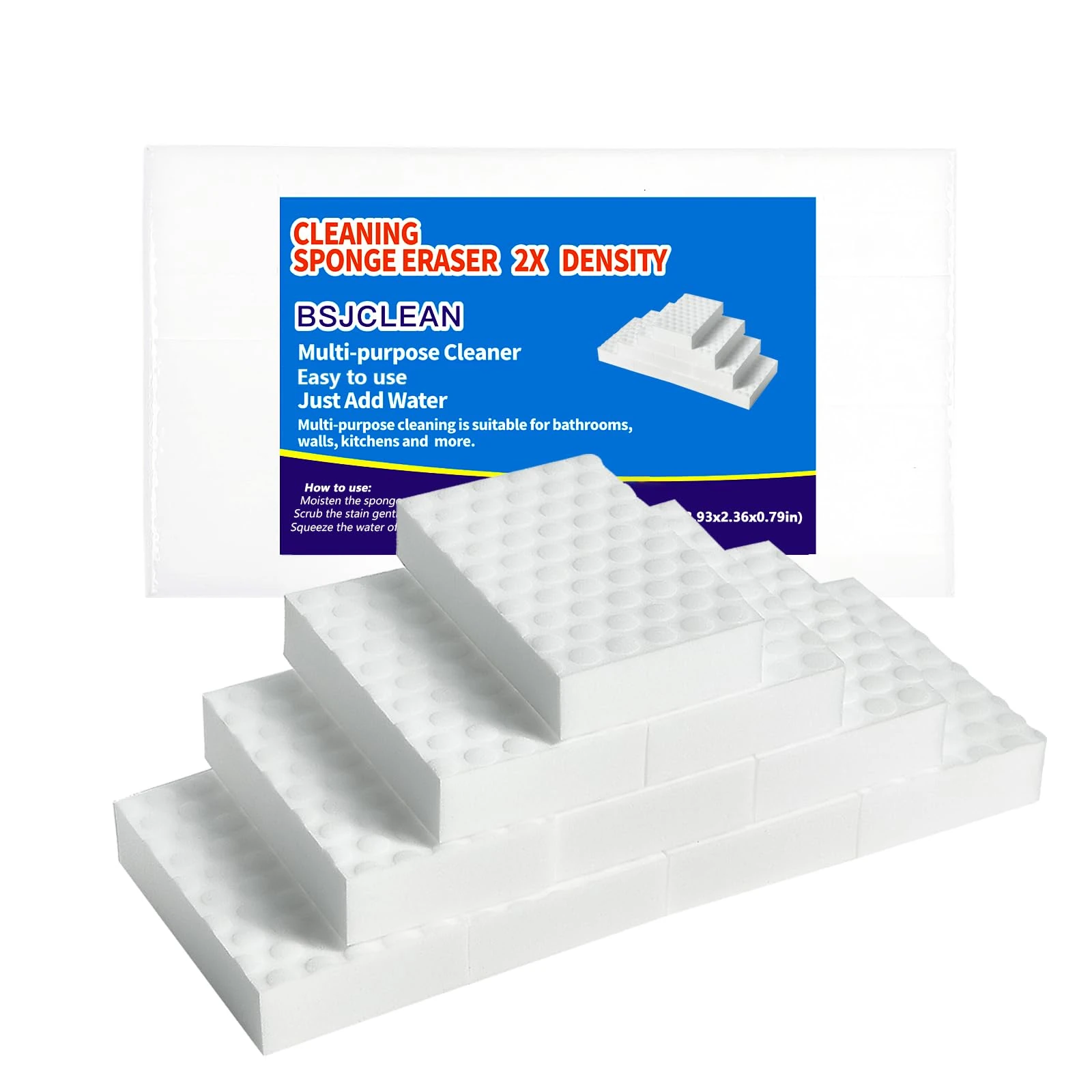 Magic Cleaning Sponges Eraser,2X Longer Lasting Extra Durable Melamine Sponge Foam Cleaning Pads for Kitchen Bathroom Wall Cleaner (3.93x2.36x0.79in,10 Pcs)