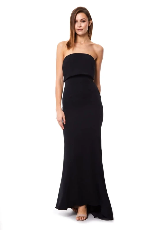 Jarlo London Women's Blaze Strapless Maxi Dress with Overlay, Black, 12