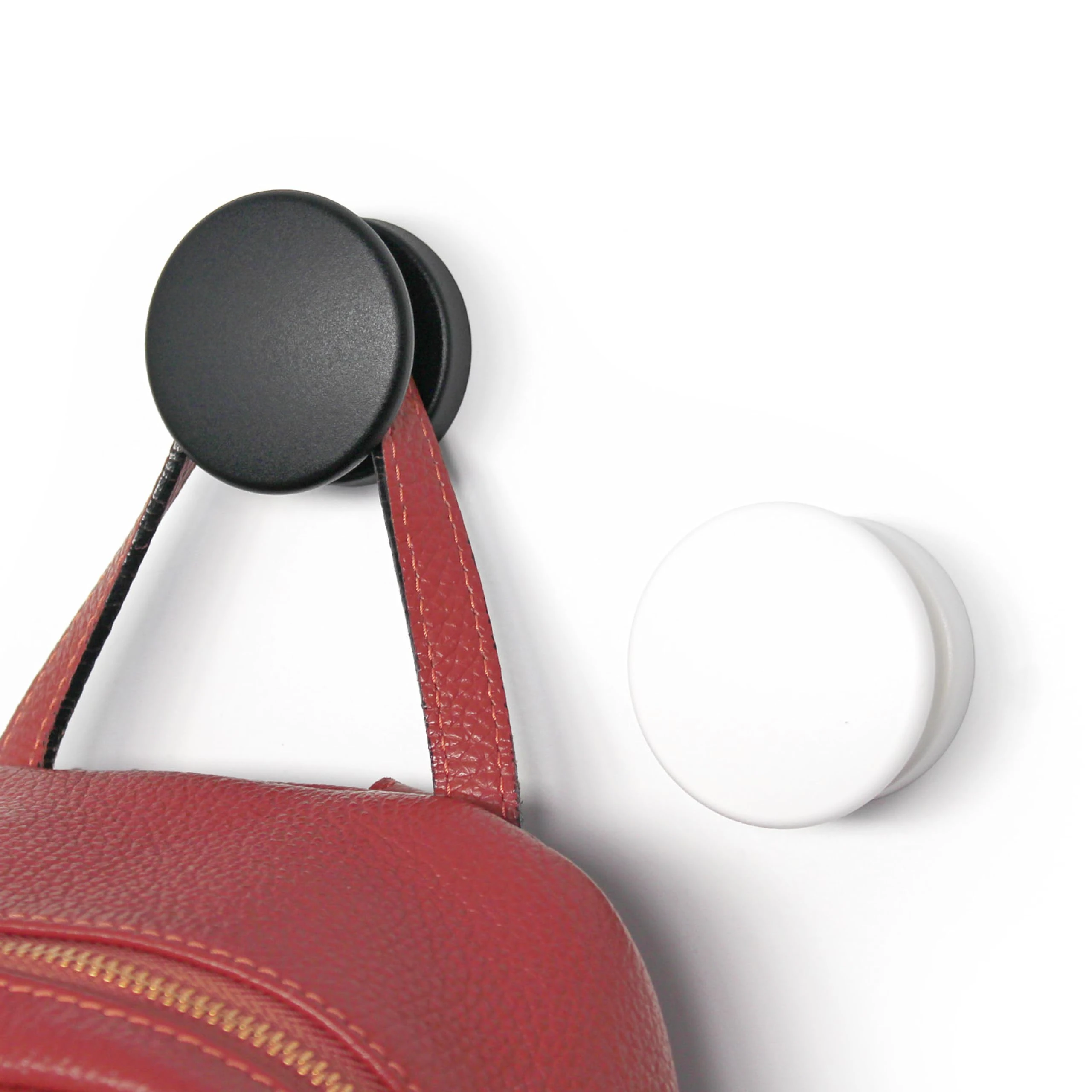 KalaMitica - Set of 2 Magnetic Coat and Bag Hangers with Permanent Neodymium Magnet, Non-Slip and Anti-Scratch - Matt Black & White