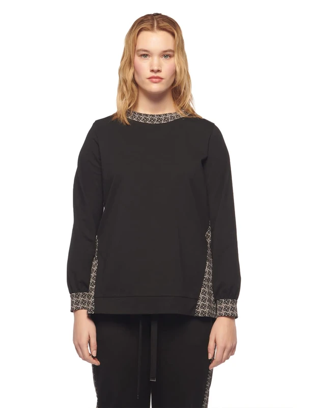 Fiorella Rubino Women's Sweatshirt with Logos, Black, M Große Größen - Image 1