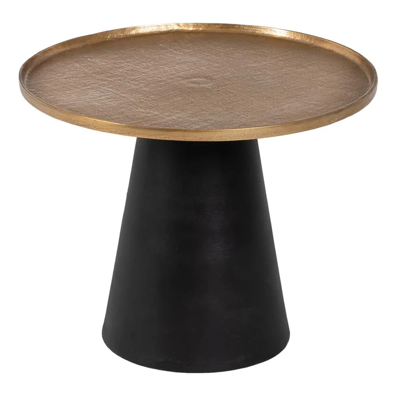 LOLAhome Gold Aluminium Pedestal Table, Diameter 59 x 46 cm