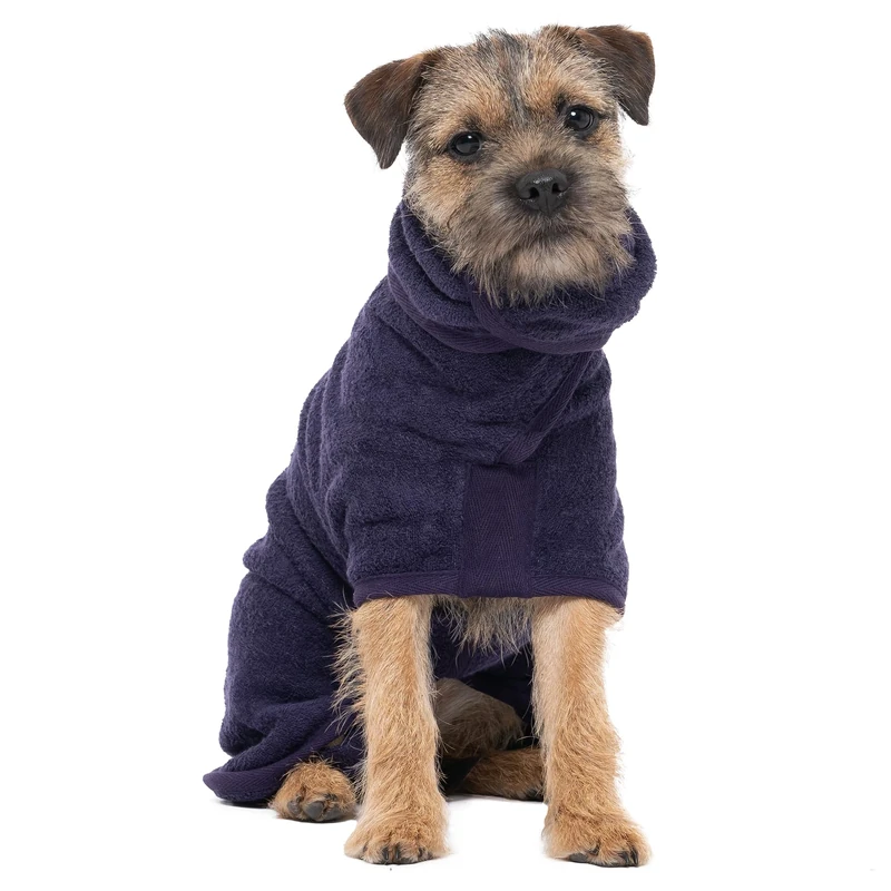 Ruff and Tumble Dog Drying Coat - Classic Collection Fast-Drying Dog Towel Coat & Dressing Gown with Hood (Blackberry)