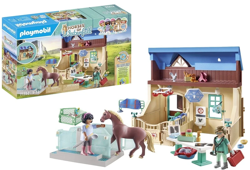 PLAYMOBIL 71352 Horses of Waterfall - Riding Therapy and Veterinary Practice, magical waterfall paradise for horse lovers, fun imaginative role-play, sustainable playsets suitable for children ages 5+