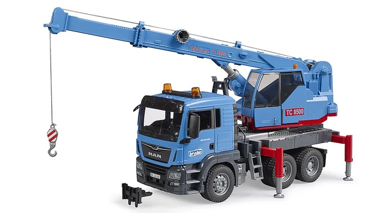 Bruder MAN TGS Crane Truck 03771 – 1:16 Scale Construction Vehicle Toy with Rotating Crane & Stabilizer Legs, Compatible with Bruder Figures & Accessories, Ages 4+