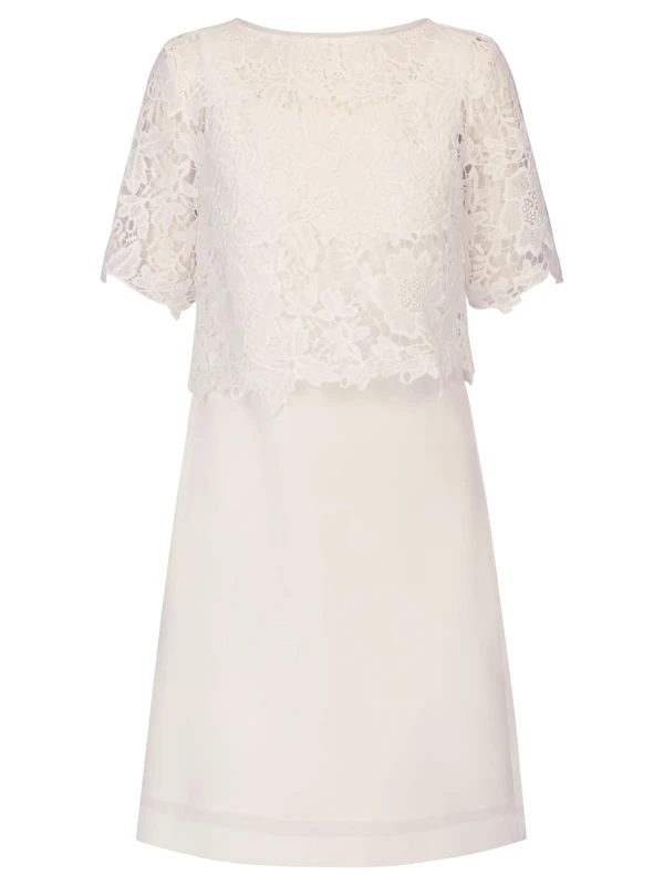 Apart Cocktail Dress with Sleeveless Sheath Dress and Lace Shirt, Cream, 10 - Image 1