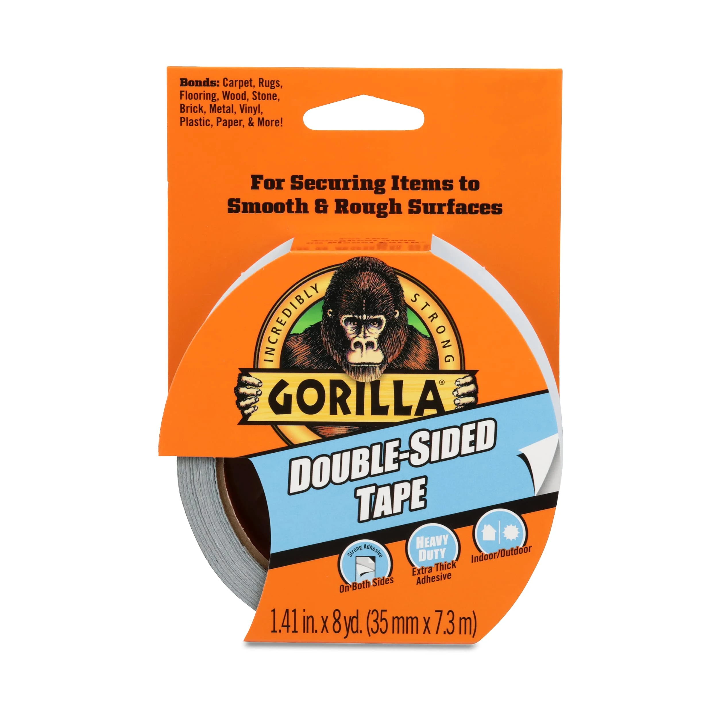 Gorilla Double Sided Tape 7.3m - Heavy Duty, Strong Adhesive & Indoor/Outdoor Use
