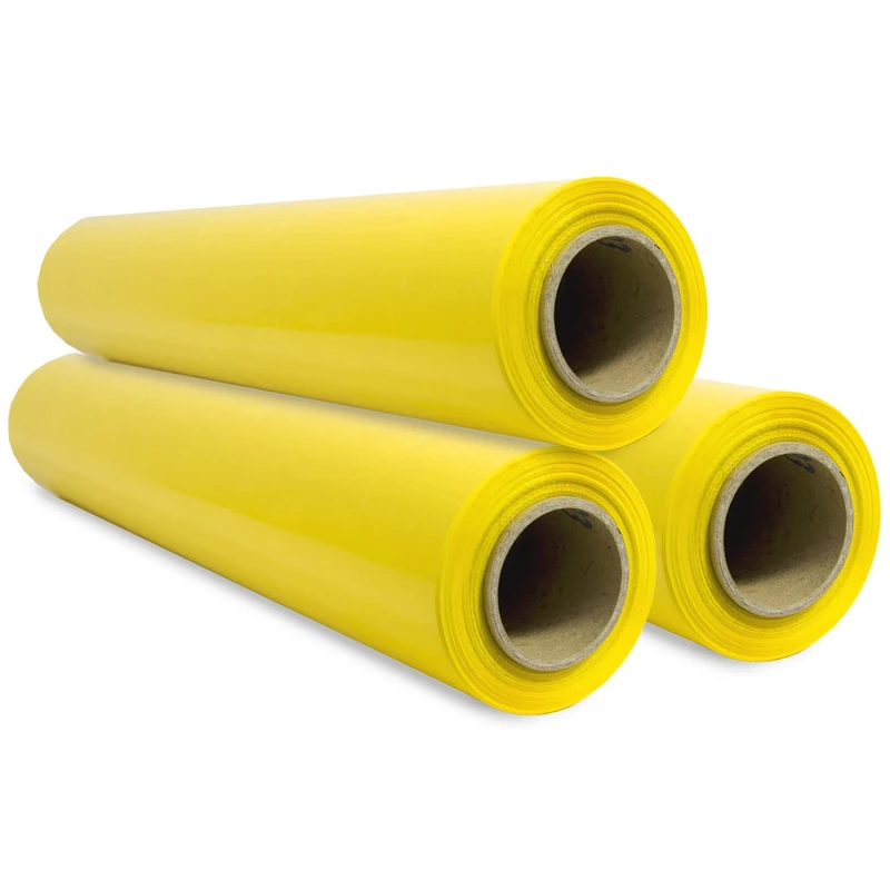 Elastic Packaging Film, Yellow Plastic Film for Packaging, Roll of Plastic Shipping and Moving Protector, 50 cm Roll and up to 400 m Stretchable – Ophitury (Yellow, Pack of 3)