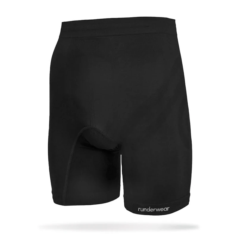 Runderwear Mens Running Long Boxer – Anti-chafing Underwear, Mens Long Leg Boxer, Anti-chafe, Lightweight, Seamless Long Boxers, Running Underwear for Men Black
