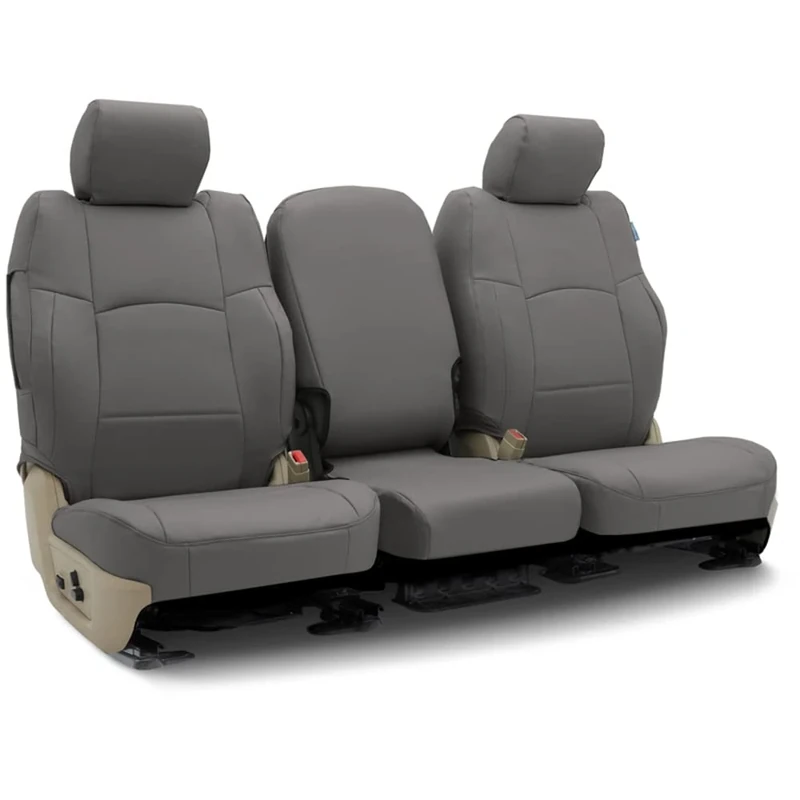 Coverking Custom Fit Seat Cover Designed for Select Ford Models: 1 Row, Premium Leatherette Fabric, Medium Gray