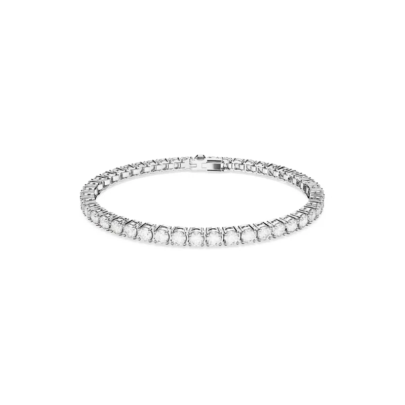 Swarovski Matrix Tennis bracelet, Round cut, White, Rhodium plated