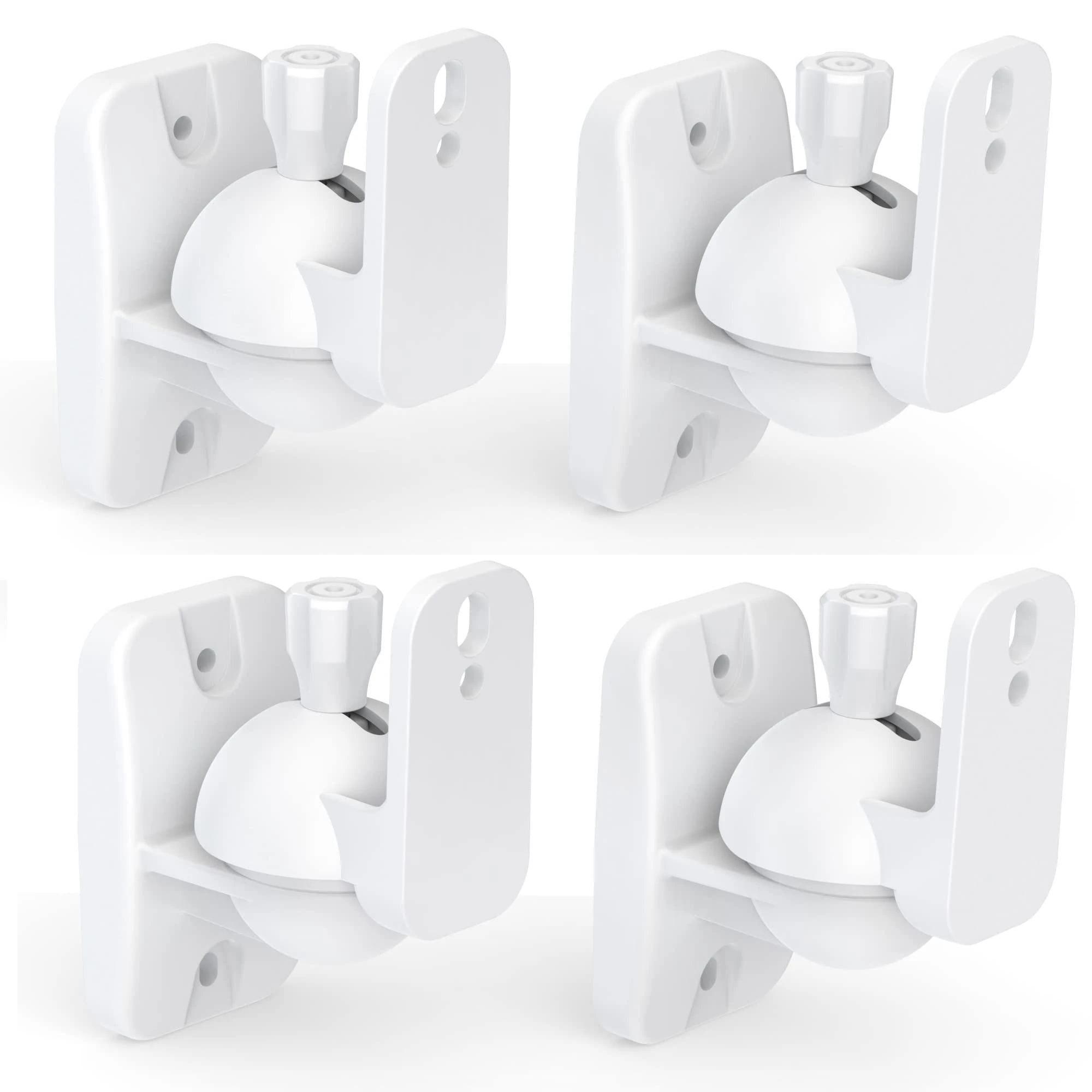 HomeMount Wall Mount Brackets - Universal Speaker Mounts, Bookshelf Speaker Kit, Supports Up to 8 lbs, 4 Pack, White