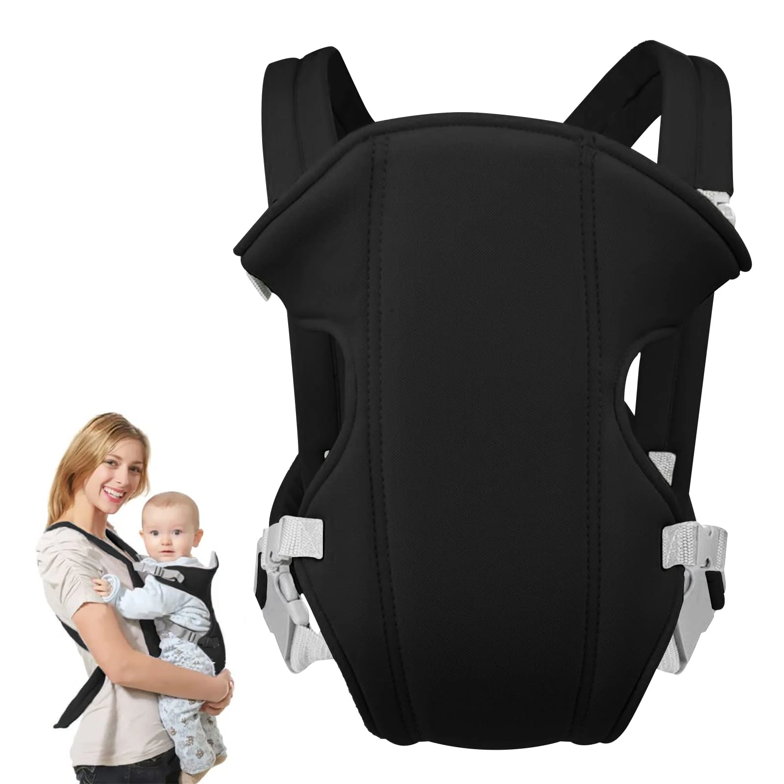 Baby Carrier,Xiuyer Baby Wrap Carrier,3-in-1 Front and Back Toddler Sling Carrier,Baby Sling Wrap Toddler Back Carrier for 3-10 Kg,Adjustable Baby Carrier Backpack,Black Carriers from Newborn